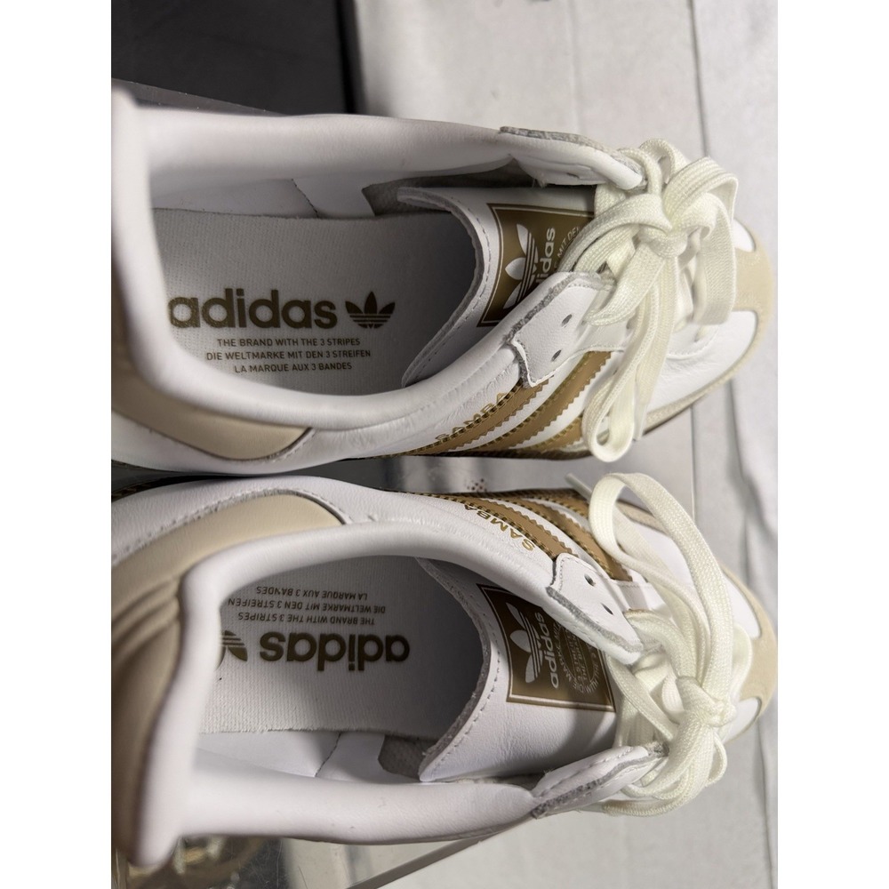 Adudas Samba Leather/Suede White W/Gold Stripes OG Sneakers M8/ W9 - Picture 5 of 7